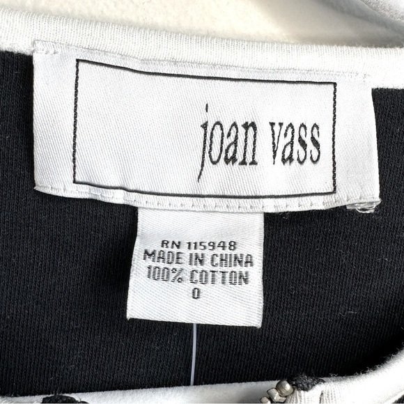 NWT Joan Vass 3/4 Sleeve Zip Front Jacket Black with White Size Small - Picture 6 of 12